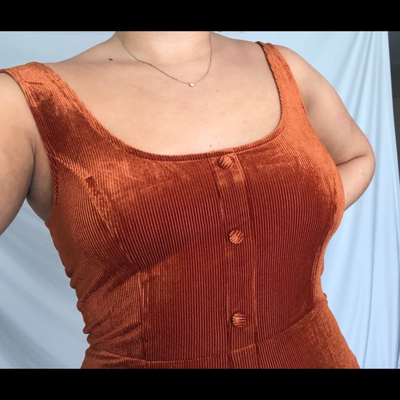 Emory Park Burnt Orange Velvet Jumpsuit NWT - Picture 3 of 3